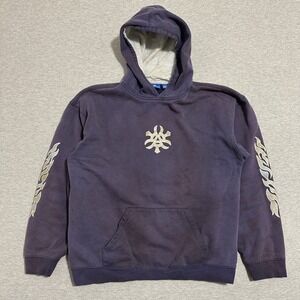 Outlooks Vintage Y2K Tribal Flame Graphic Pullover Hoodie Faded Purple Mens XL